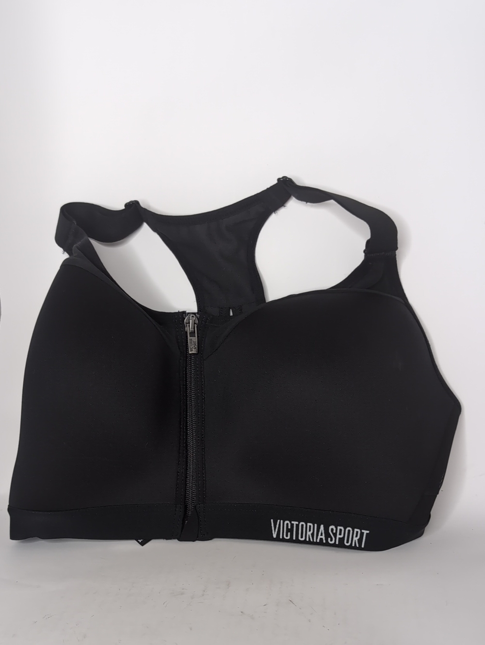 Black Front-Zip Racerback Sports Bra